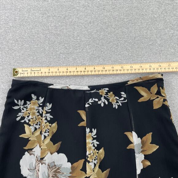 Y2K Vintage Apt. 9 Floral Skirt Womens M Black Gold Flared Ruffle Fairy Grunge - Picture 4 of 11